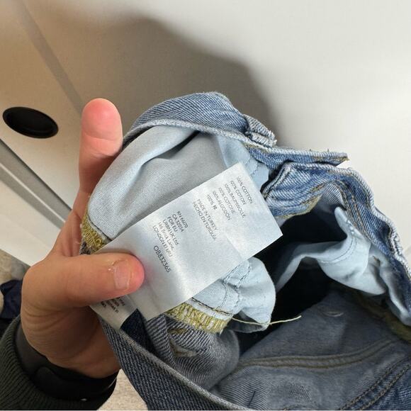 Free People Maggie Mid Rise Distressed Straight Leg Chewed Hem Jeans Size 25 - Picture 7 of 7